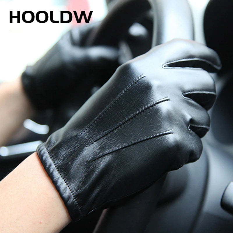 M&T Wear - Winter Gloves Men Women Luxurious PU Leather Cashmere Warm Driving Gloves Black Touch Screen Waterproof Gloves Mittens
