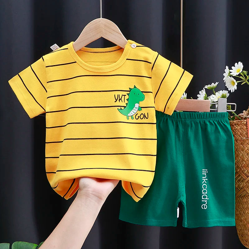 M&T Wear - Kids Clothes Set Baby Boy/Girl T-Shirt + Shorts Summer Clothing Cotton Cartoon Casual Boys Tracksuit Children Baby Clothes Set