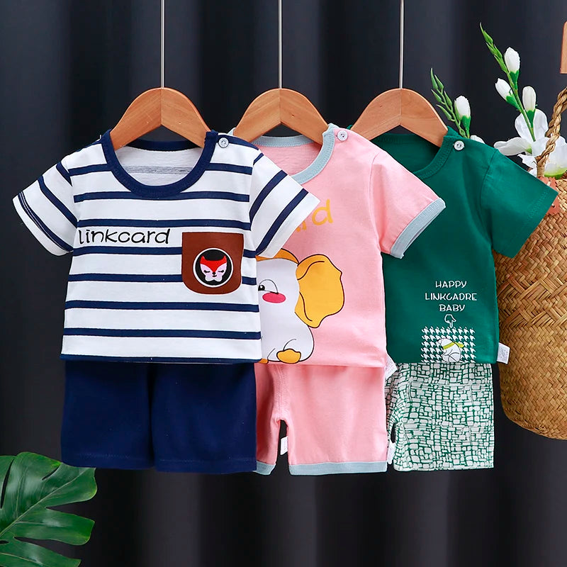 M&T Wear - Kids Clothes Set Baby Boy/Girl T-Shirt + Shorts Summer Clothing Cotton Cartoon Casual Boys Tracksuit Children Baby Clothes Set