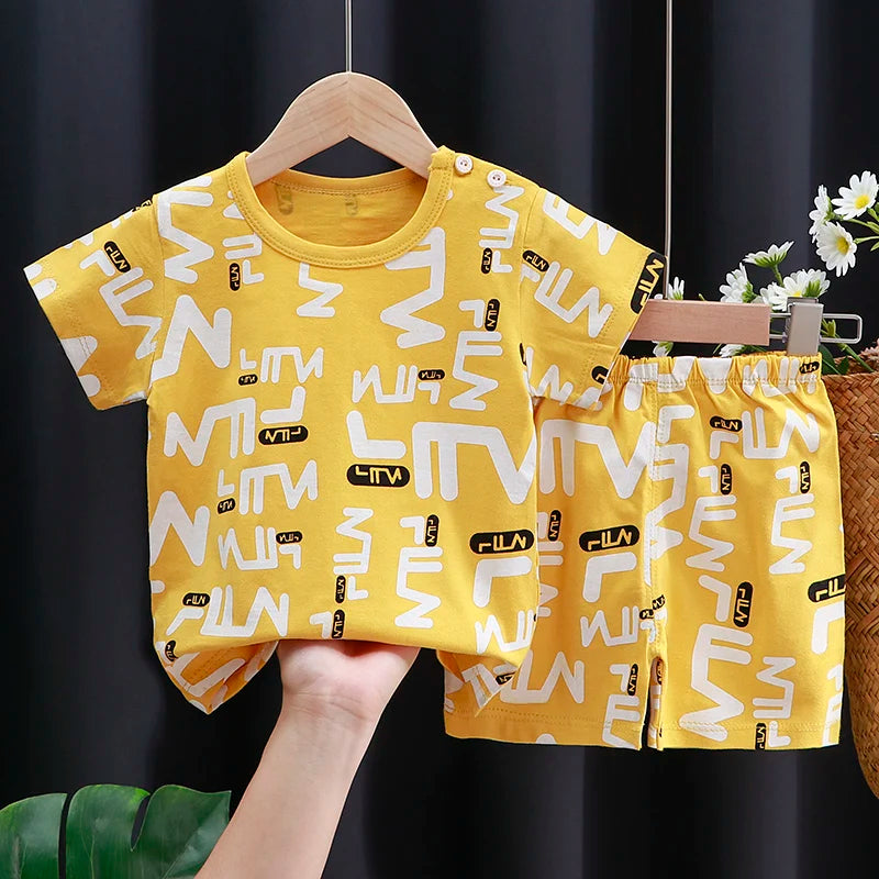 M&T Wear - Kids Clothes Set Baby Boy/Girl T-Shirt + Shorts Summer Clothing Cotton Cartoon Casual Boys Tracksuit Children Baby Clothes Set