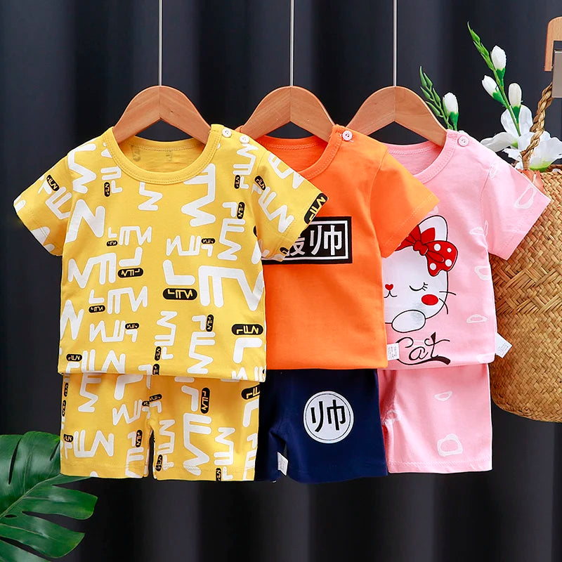 M&T Wear - Kids Clothes Set Baby Boy/Girl T-Shirt + Shorts Summer Clothing Cotton Cartoon Casual Boys Tracksuit Children Baby Clothes Set