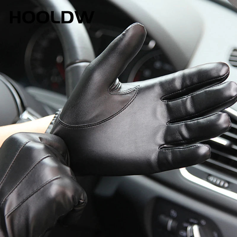 M&T Wear - Winter Gloves Men Women Luxurious PU Leather Cashmere Warm Driving Gloves Black Touch Screen Waterproof Gloves Mittens