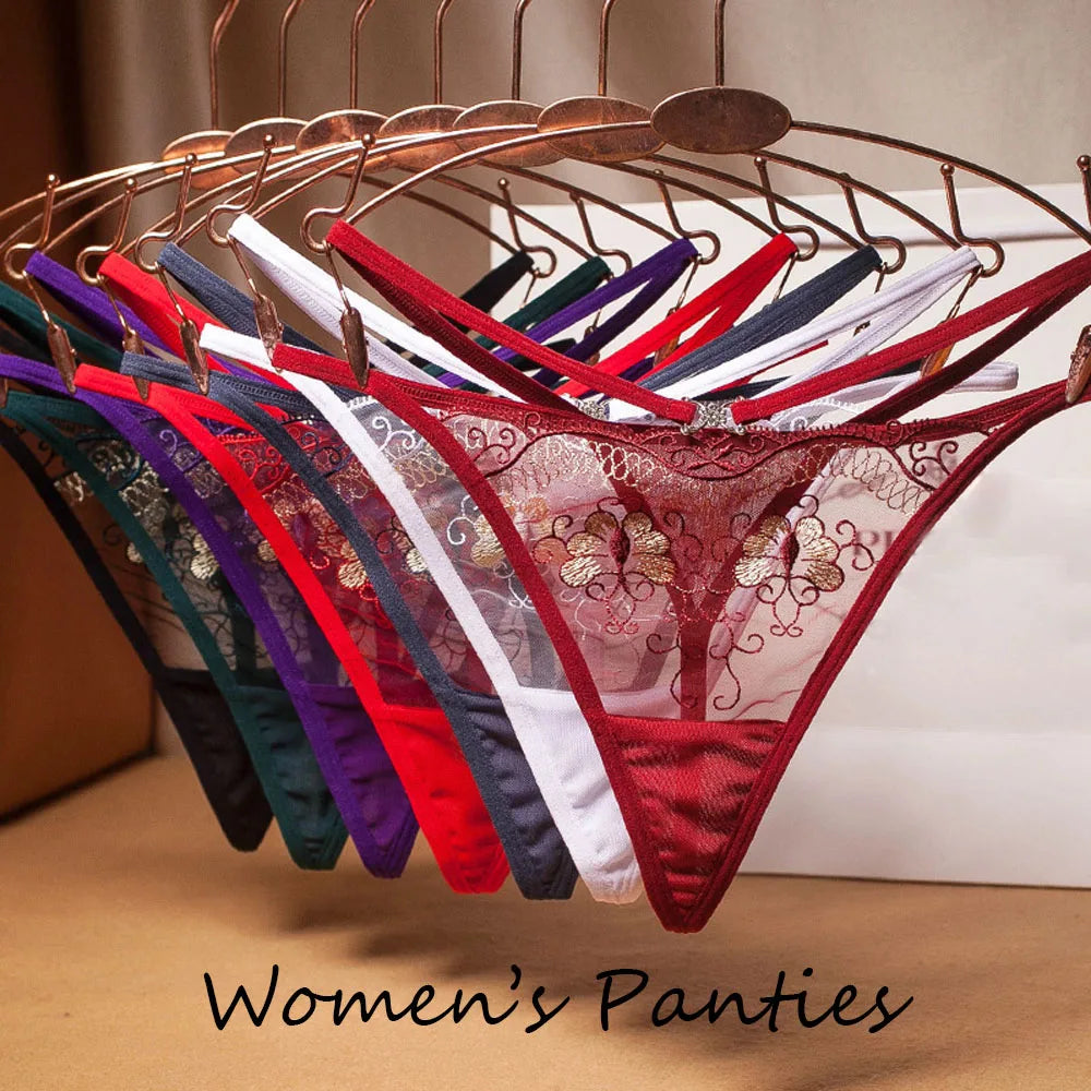 M&T Wear - Embroidered Lace Sexy Transparent Panties for Women
