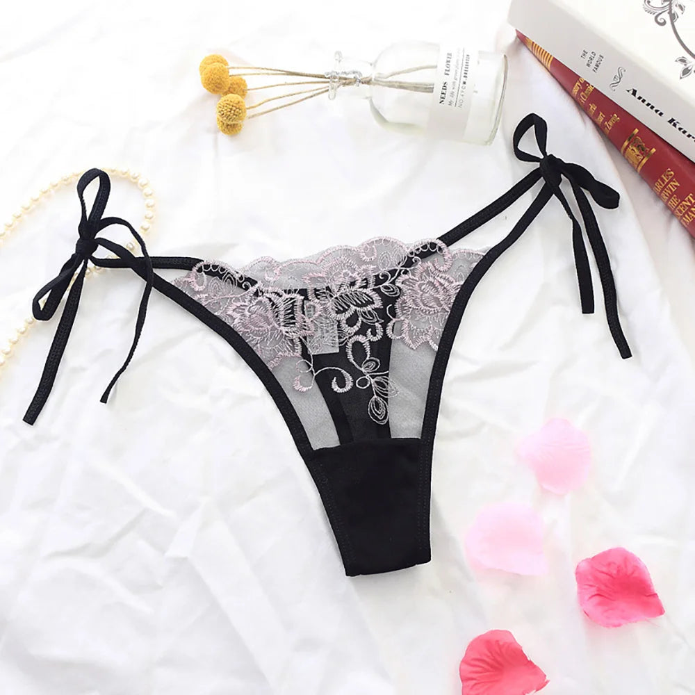M&T Wear - Embroidered Lace Sexy Transparent Panties for Women