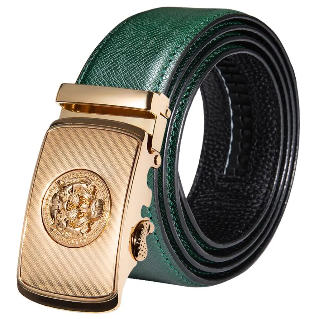 M&T Wear - Luxury Gold Buckle Cowskin Genuine Leather Belt