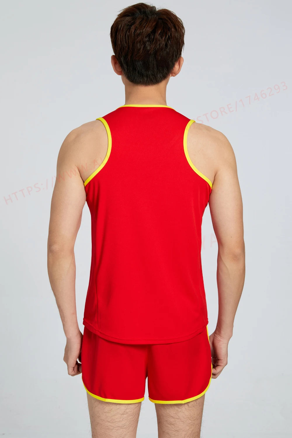 M&T Wear - Men Running Tracksuits 2021 Track And Field Suits Quick Dry Marathon Athletics Sportswear Vest+Shorts Team Sport Set
