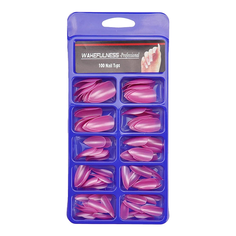 M&T Wear – 100PCS Claw-Shaped Full-Cover False Nails | Glossy White, Red, Orange & Natural
