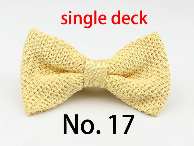 M&T Wear - Knitted Solid Color Tuxedo Bow Tie (Single/Double Deck)