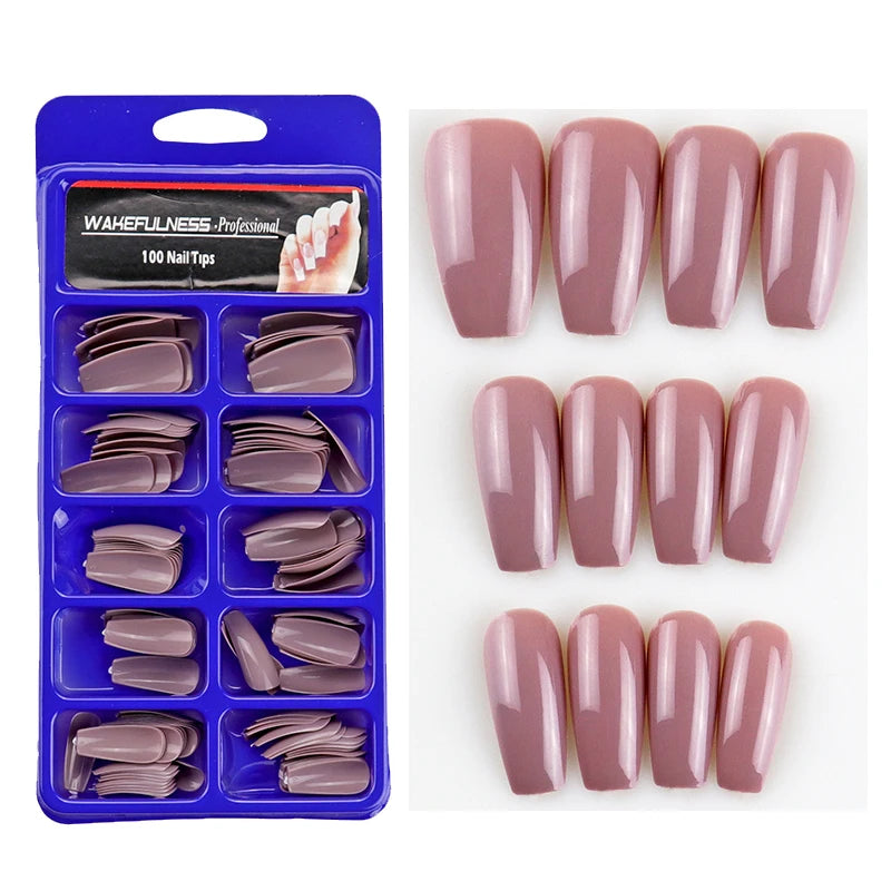 M&T Wear – 100PCS Claw-Shaped Full-Cover False Nails | Glossy White, Red, Orange & Natural