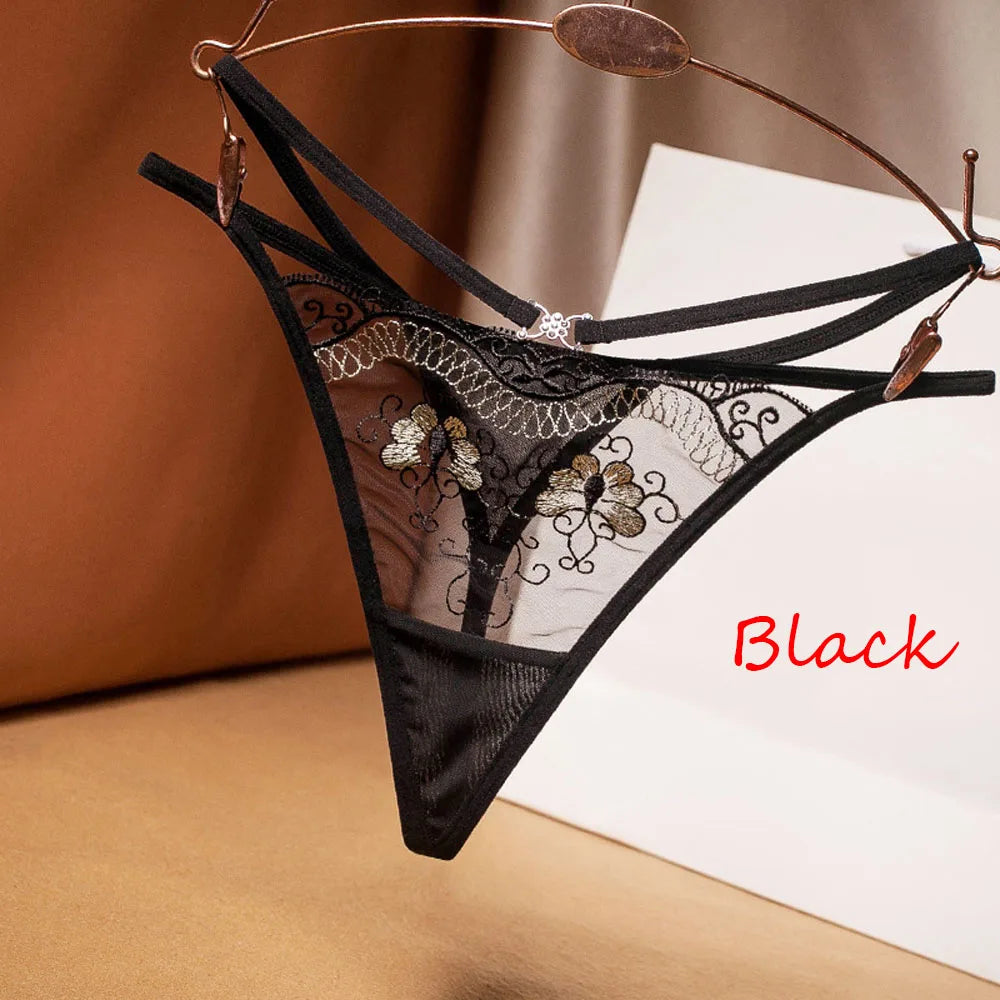 M&T Wear - Embroidered Lace Sexy Transparent Panties for Women