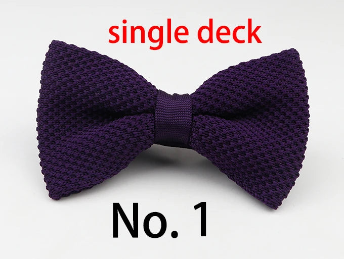 M&T Wear - Knitted Solid Color Tuxedo Bow Tie (Single/Double Deck)