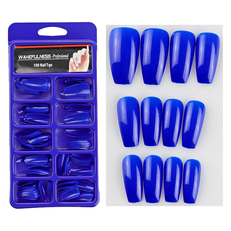 M&T Wear – 100PCS Claw-Shaped Full-Cover False Nails | Glossy White, Red, Orange & Natural