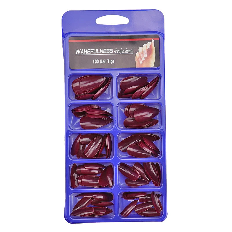 M&T Wear – 100PCS Claw-Shaped Full-Cover False Nails | Glossy White, Red, Orange & Natural