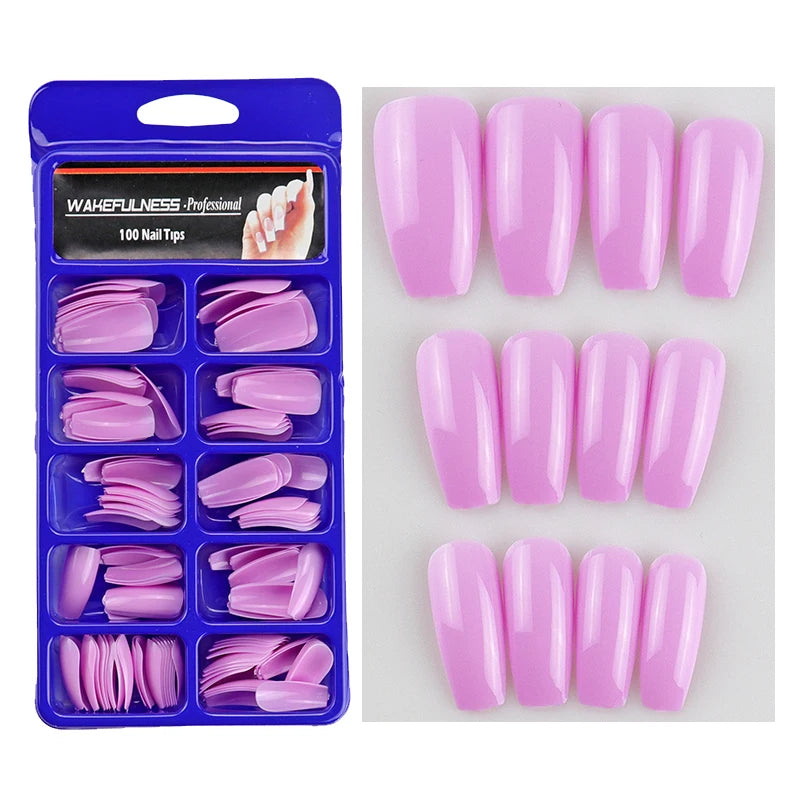 M&T Wear – 100PCS Claw-Shaped Full-Cover False Nails | Glossy White, Red, Orange & Natural