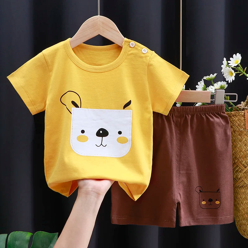 M&T Wear - Kids Clothes Set Baby Boy/Girl T-Shirt + Shorts Summer Clothing Cotton Cartoon Casual Boys Tracksuit Children Baby Clothes Set