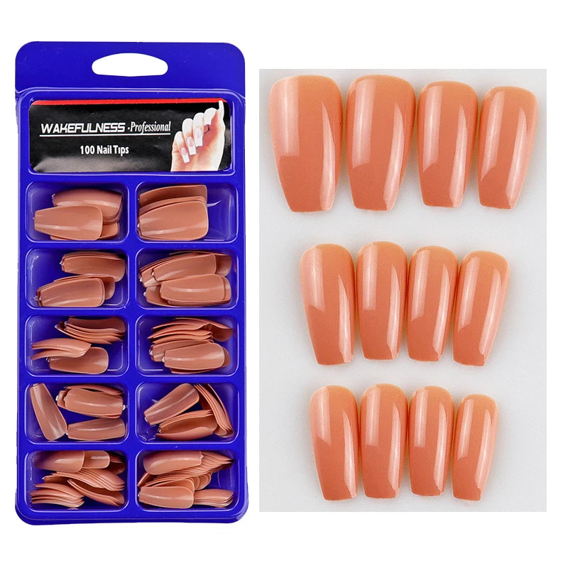 M&T Wear – 100PCS Claw-Shaped Full-Cover False Nails | Glossy White, Red, Orange & Natural