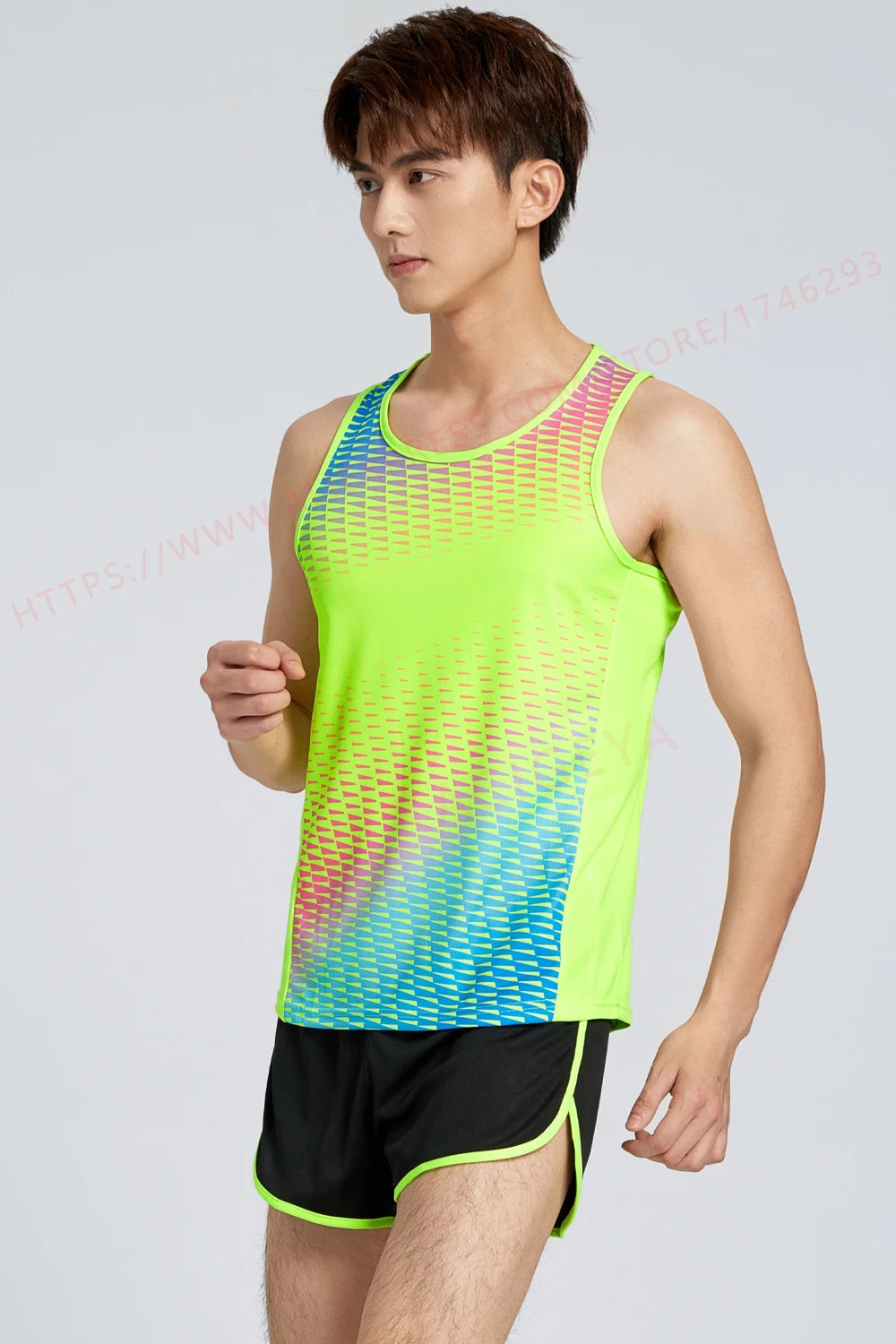 M&T Wear - Men Running Tracksuits 2021 Track And Field Suits Quick Dry Marathon Athletics Sportswear Vest+Shorts Team Sport Set