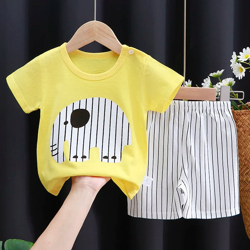 M&T Wear - Kids Clothes Set Baby Boy/Girl T-Shirt + Shorts Summer Clothing Cotton Cartoon Casual Boys Tracksuit Children Baby Clothes Set