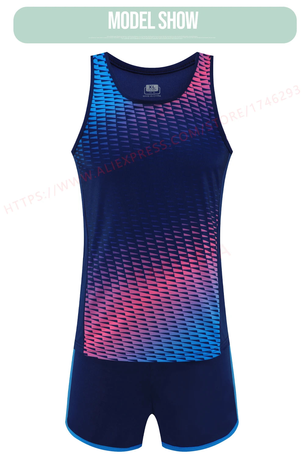 M&T Wear - Men Running Tracksuits 2021 Track And Field Suits Quick Dry Marathon Athletics Sportswear Vest+Shorts Team Sport Set