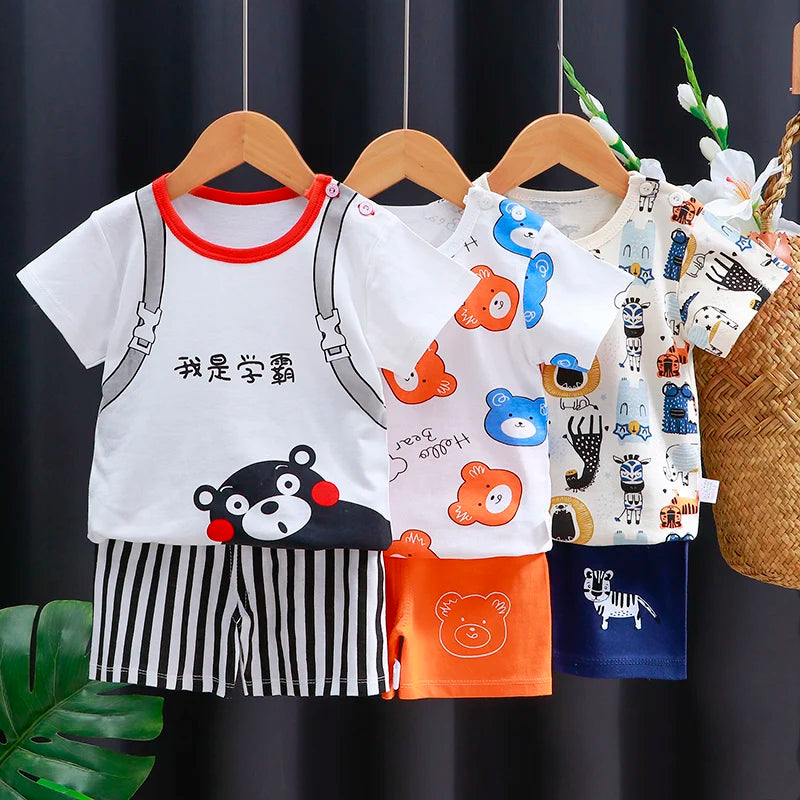 M&T Wear - Kids Clothes Set Baby Boy/Girl T-Shirt + Shorts Summer Clothing Cotton Cartoon Casual Boys Tracksuit Children Baby Clothes Set