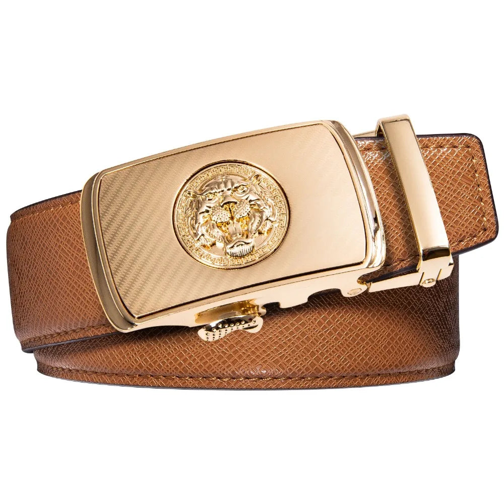 M&T Wear - Luxury Gold Buckle Cowskin Genuine Leather Belt