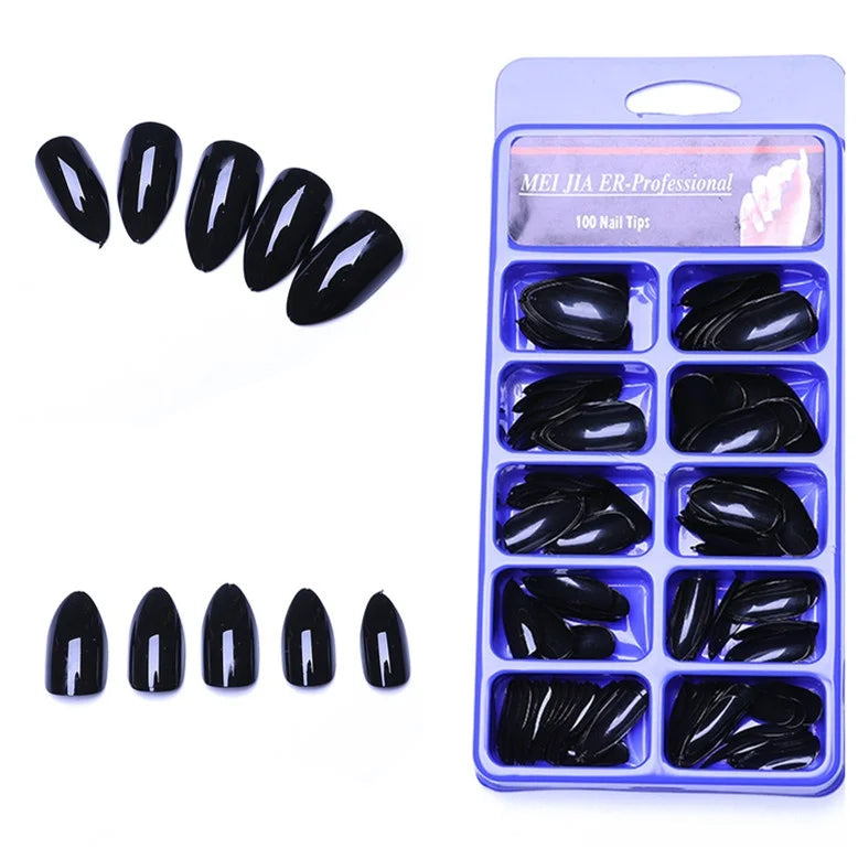 M&T Wear – 100PCS Claw-Shaped Full-Cover False Nails | Glossy White, Red, Orange & Natural