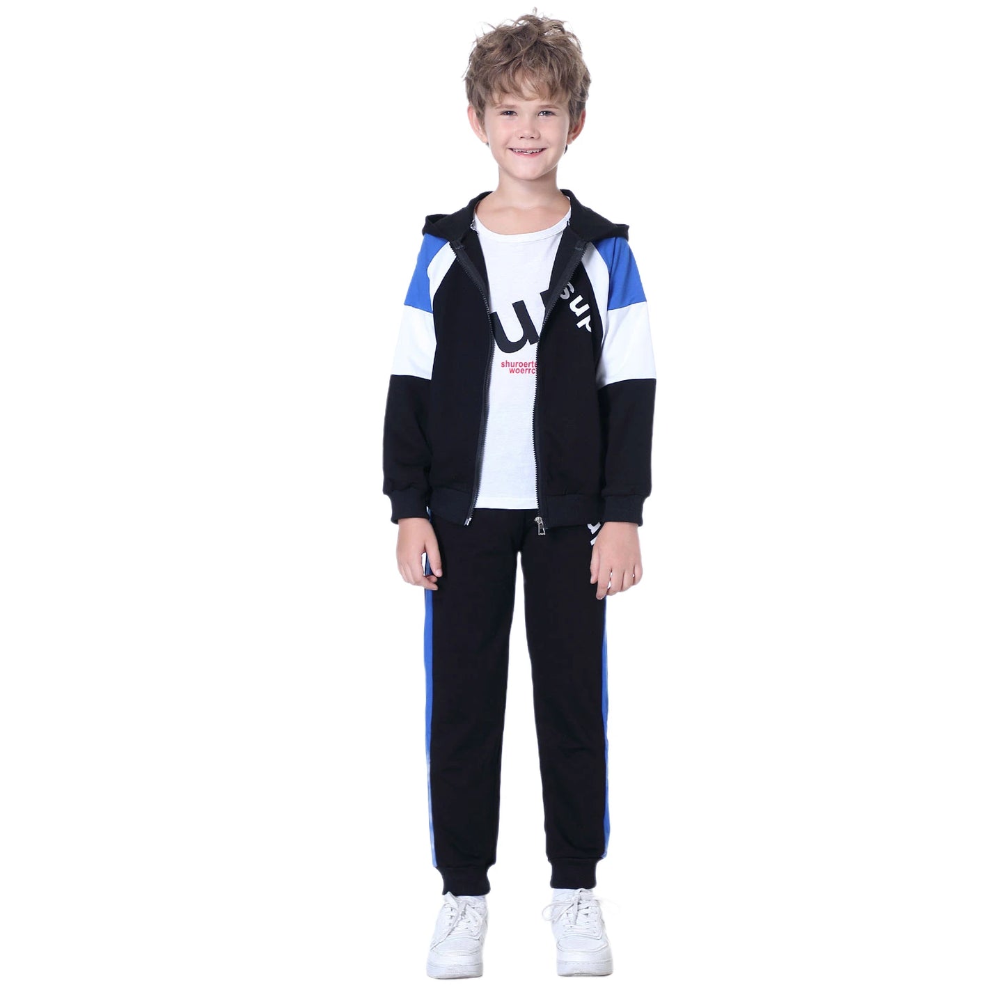 M&T Wear - Kids Tracksuits, Teen Boys School Sweat suits Fashion Cotton Hooded Tops + Pants Set,Soft Children's Long Sleeve Sportswear