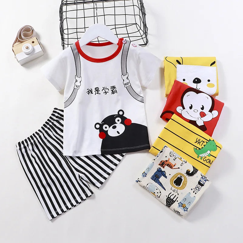 M&T Wear - Kids Clothes Set Baby Boy/Girl T-Shirt + Shorts Summer Clothing Cotton Cartoon Casual Boys Tracksuit Children Baby Clothes Set