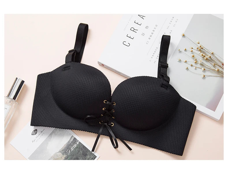 M&T Wear - Bras for women Rope straps Palm support Steel-free bra with air-permeable bra One-piece Lattice push up sexy bra 80A 80B 80C 85C