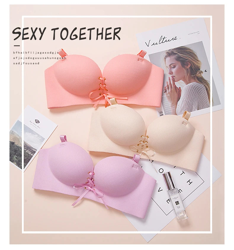 M&T Wear - Bras for women Rope straps Palm support Steel-free bra with air-permeable bra One-piece Lattice push up sexy bra 80A 80B 80C 85C