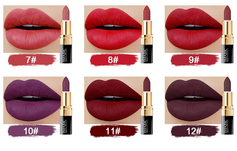 M&T Wear - IMAGIC Long-Lasting Matte Lipstick – 12 Shades of Smooth, Waterproof, and Moisturizing Lip Color