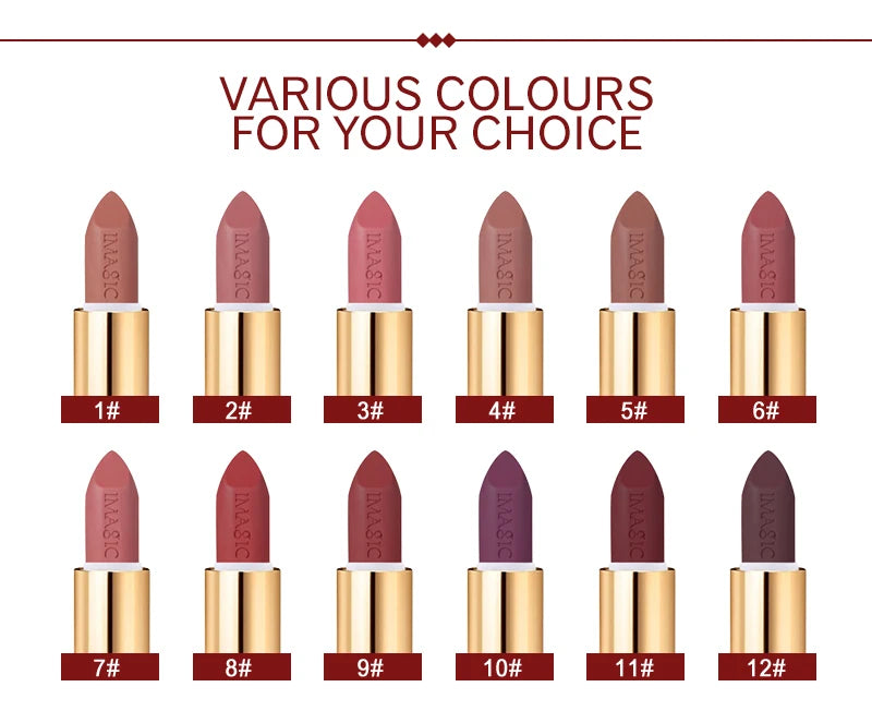 M&T Wear - IMAGIC Long-Lasting Matte Lipstick – 12 Shades of Smooth, Waterproof, and Moisturizing Lip Color