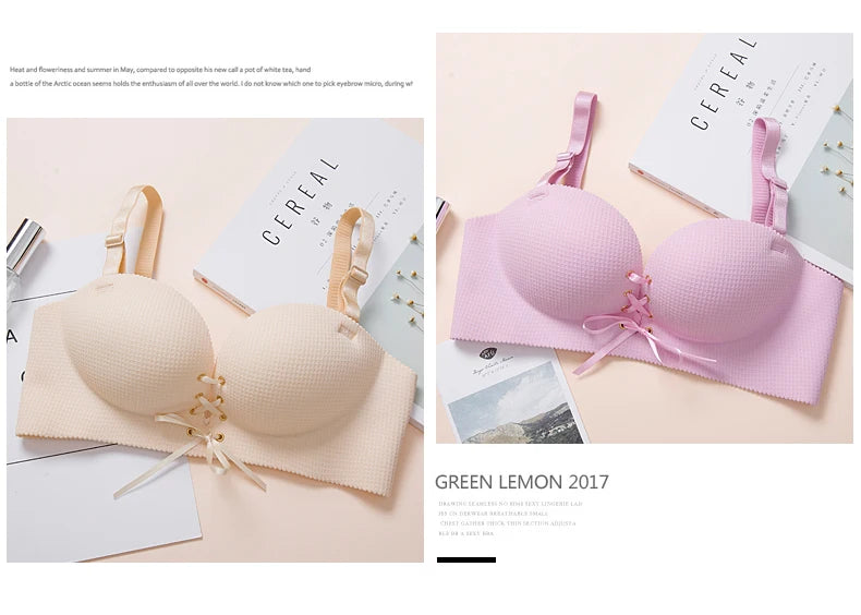 M&T Wear - Bras for women Rope straps Palm support Steel-free bra with air-permeable bra One-piece Lattice push up sexy bra 80A 80B 80C 85C