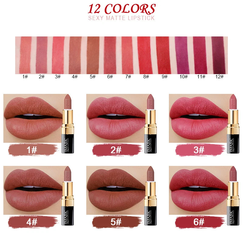 M&T Wear - IMAGIC Long-Lasting Matte Lipstick – 12 Shades of Smooth, Waterproof, and Moisturizing Lip Color