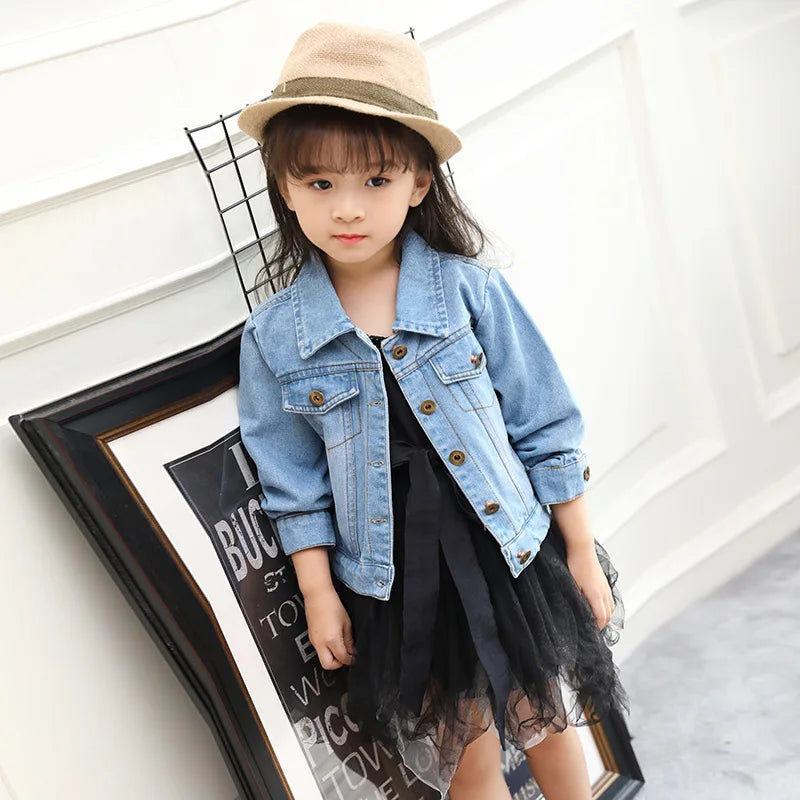 M&T Wear - Girls Jeans  Jackets Kids Coats Outerwear Embroidered Long Sleeve Button Denim Jackets For Girls Clothes 2-8