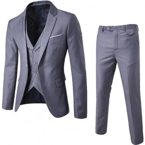 M&T Wear Men’s 3-Piece Slim Fit Formal Suit – Solid Color Business & Wedding Set