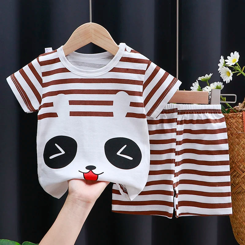 M&T Wear - Kids Clothes Set Baby Boy/Girl T-Shirt + Shorts Summer Clothing Cotton Cartoon Casual Boys Tracksuit Children Baby Clothes Set