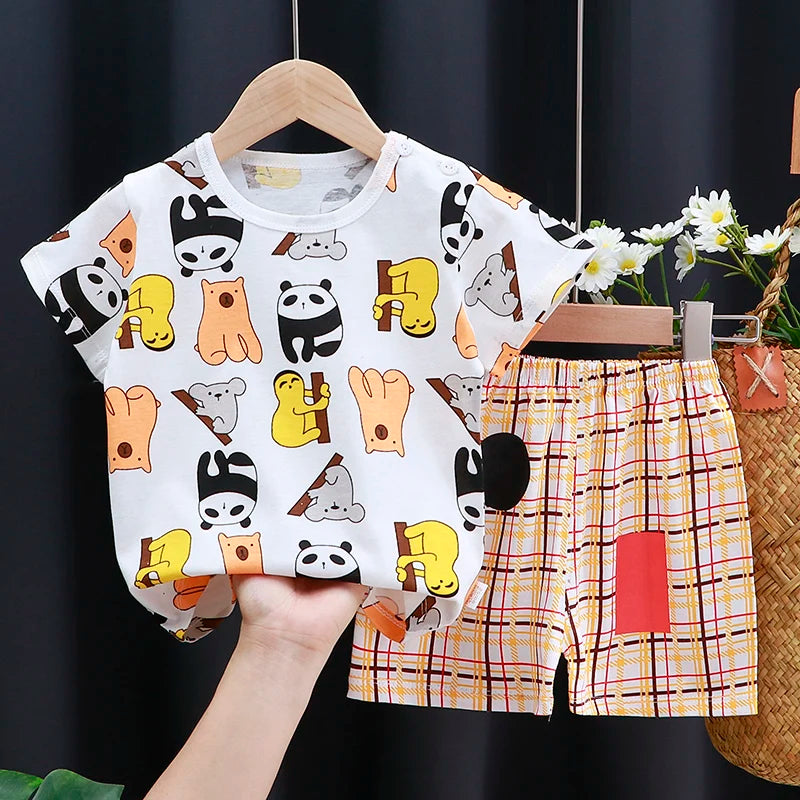 M&T Wear - Kids Clothes Set Baby Boy/Girl T-Shirt + Shorts Summer Clothing Cotton Cartoon Casual Boys Tracksuit Children Baby Clothes Set