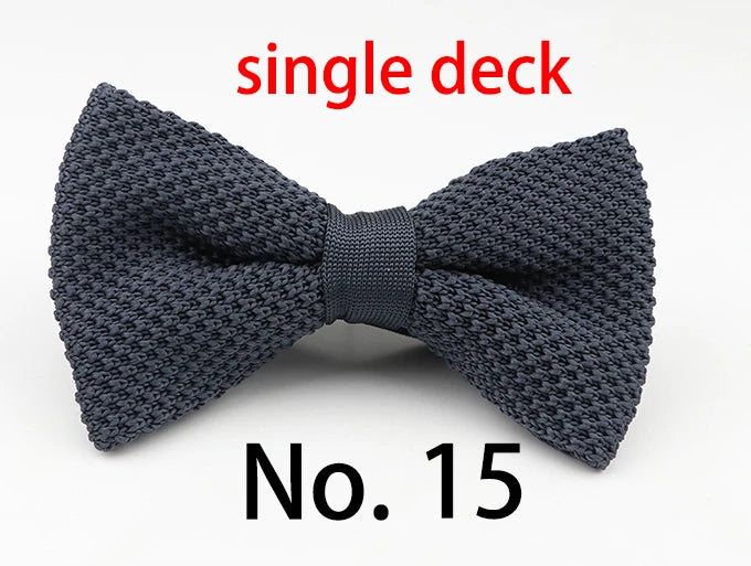 M&T Wear - Knitted Solid Color Tuxedo Bow Tie (Single/Double Deck)