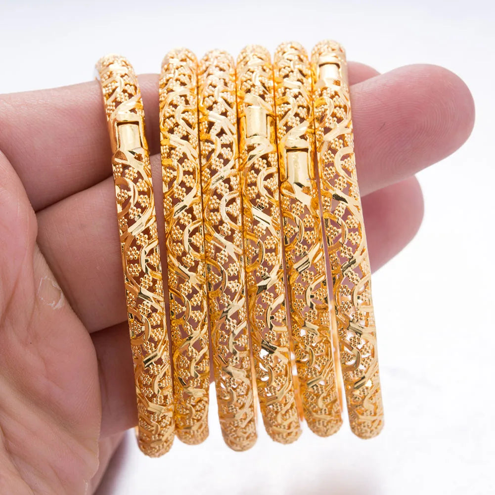 M&T Wear - 24k 6Pcs Gold Color Dubai India Bangles for Women