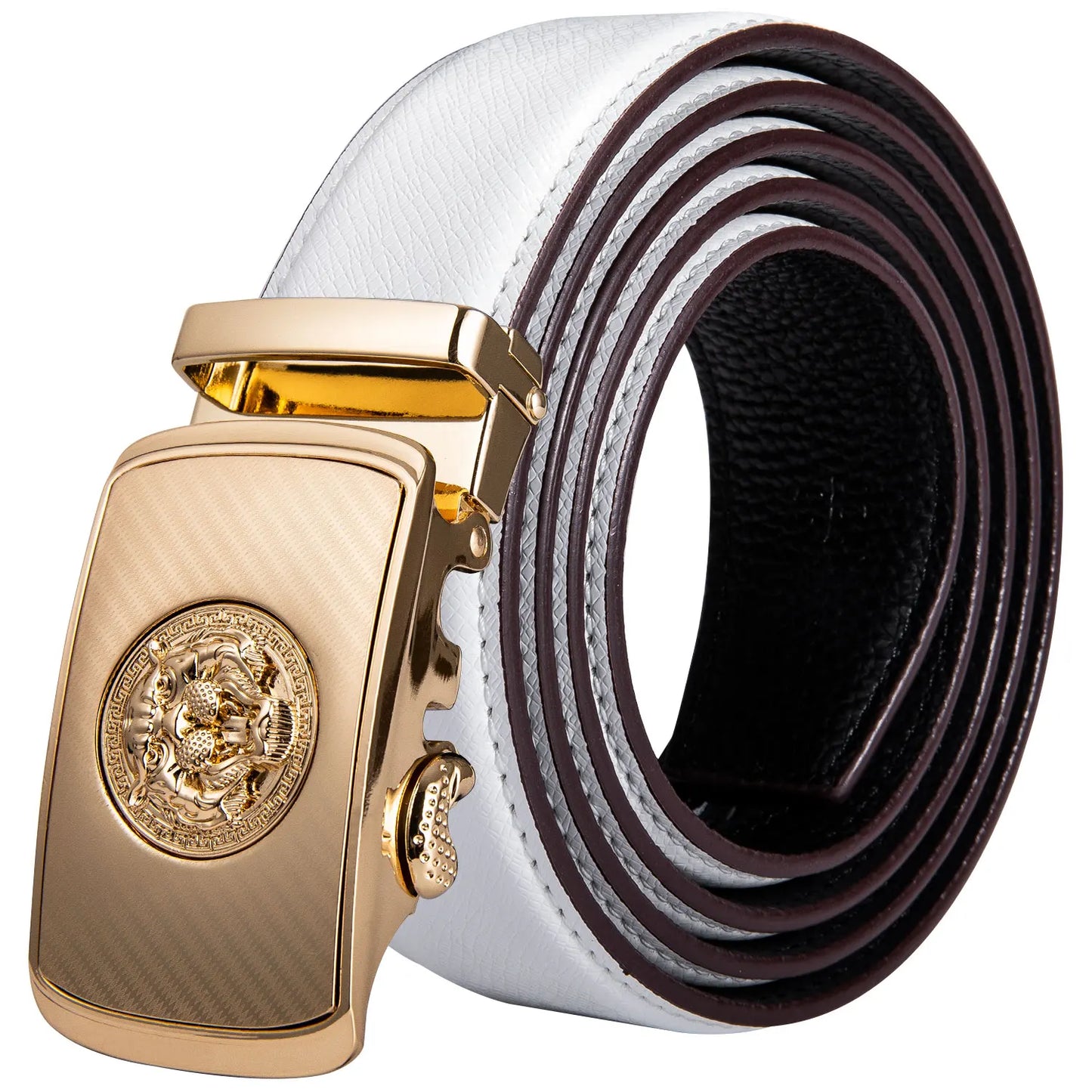 M&T Wear - Luxury Gold Buckle Cowskin Genuine Leather Belt