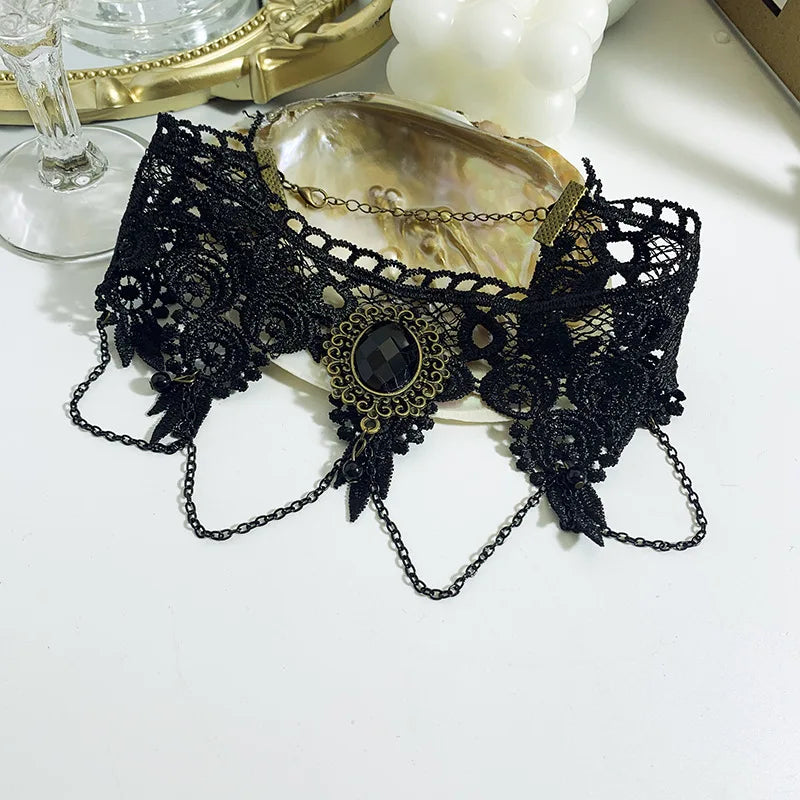 M&T Wear - Elegant Lace Rhinestone Choker Necklace for Women