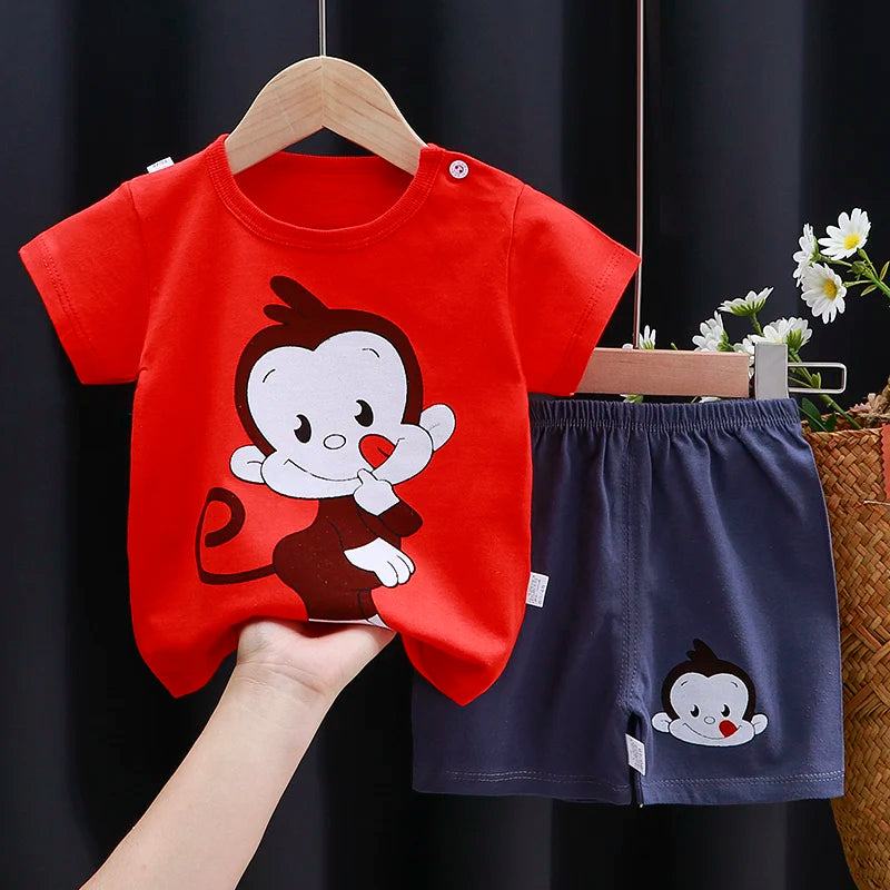 M&T Wear - Kids Clothes Set Baby Boy/Girl T-Shirt + Shorts Summer Clothing Cotton Cartoon Casual Boys Tracksuit Children Baby Clothes Set