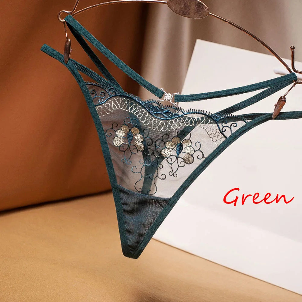 M&T Wear - Embroidered Lace Sexy Transparent Panties for Women