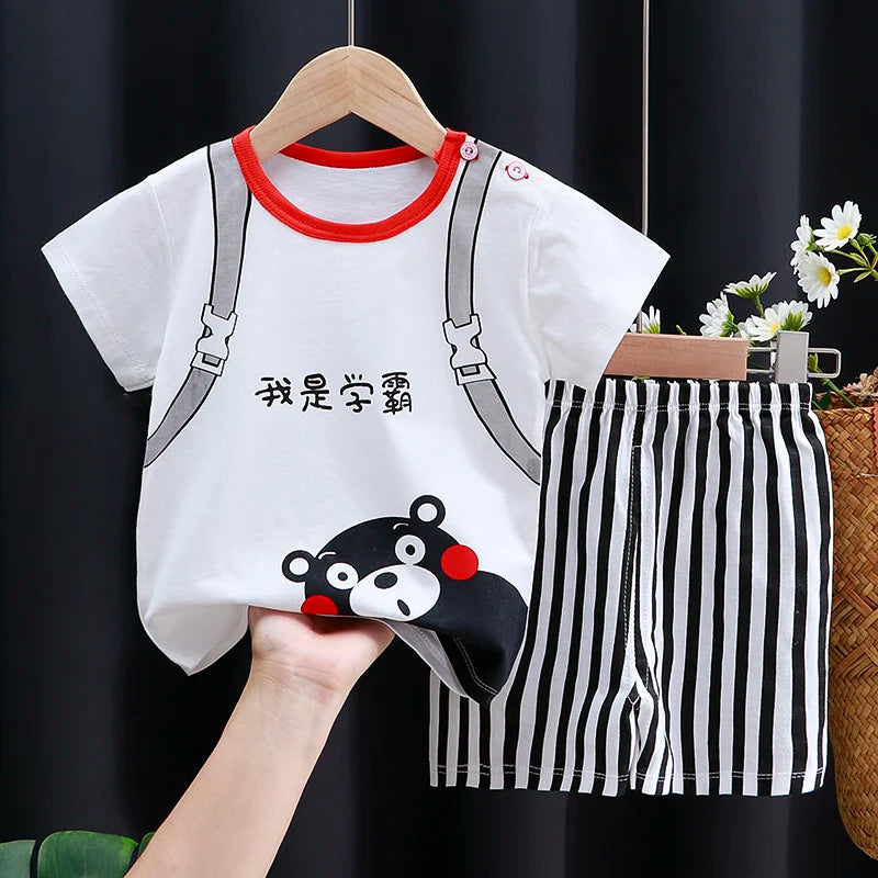 M&T Wear - Kids Clothes Set Baby Boy/Girl T-Shirt + Shorts Summer Clothing Cotton Cartoon Casual Boys Tracksuit Children Baby Clothes Set