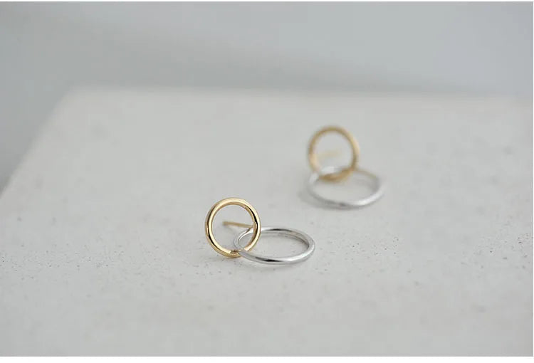 M&T Wear - Real 925 Sterling Silver Double Circle Earrings for Women