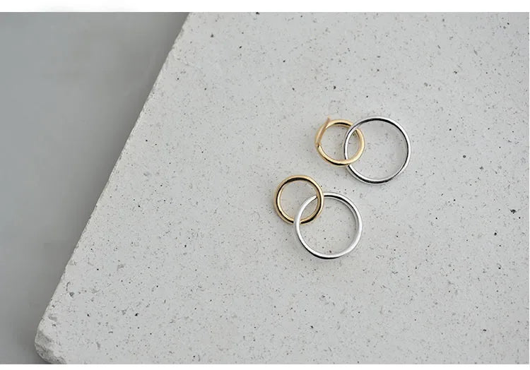 M&T Wear - Real 925 Sterling Silver Double Circle Earrings for Women