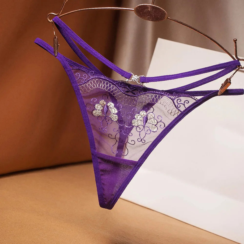 M&T Wear - Embroidered Lace Sexy Transparent Panties for Women