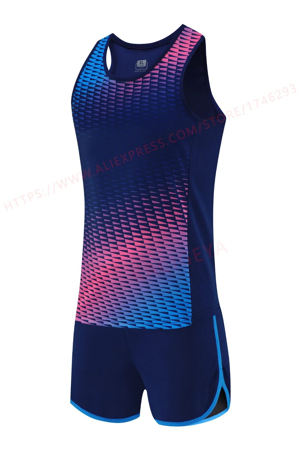 M&T Wear - Men Running Tracksuits 2021 Track And Field Suits Quick Dry Marathon Athletics Sportswear Vest+Shorts Team Sport Set