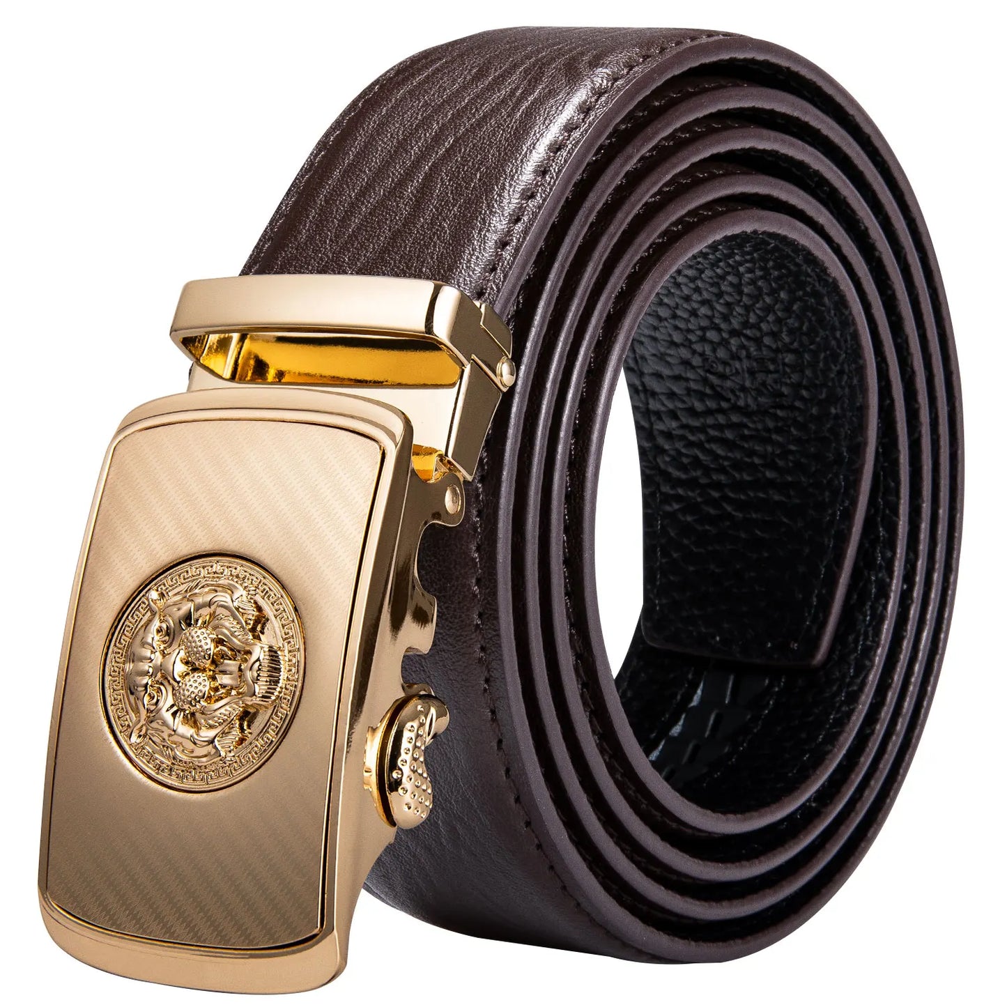 M&T Wear - Luxury Gold Buckle Cowskin Genuine Leather Belt